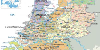 Holanda mapa con las ciudades - Mapa de Holanda con las ciudades