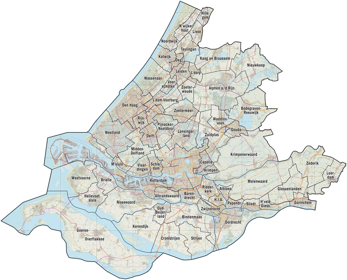 mapa de Holanda del sur