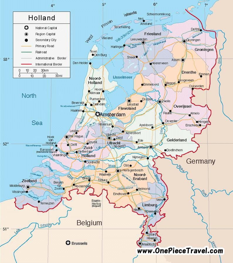 Holanda transportes mapa