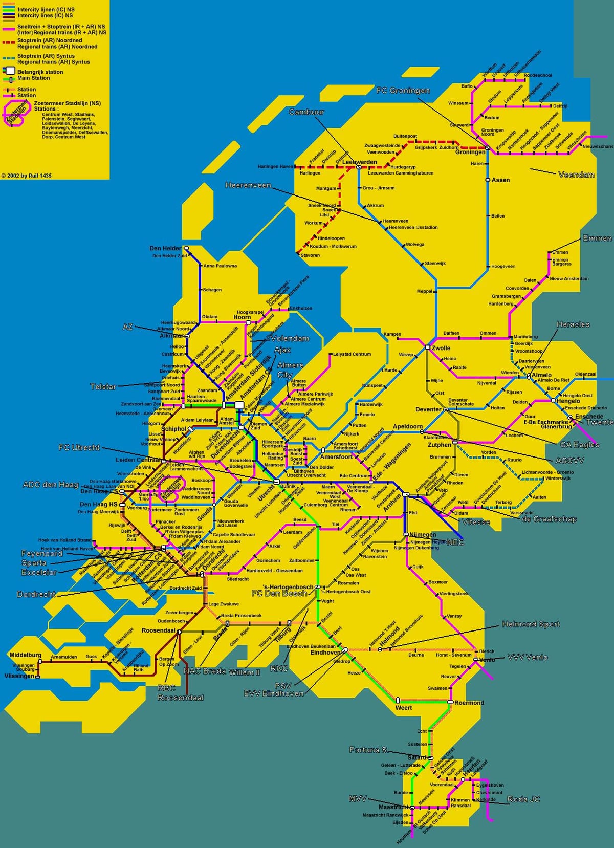 mapa de trenes países Bajos
