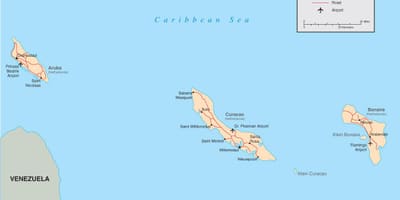 Mapa de las Antillas neerlandesas
